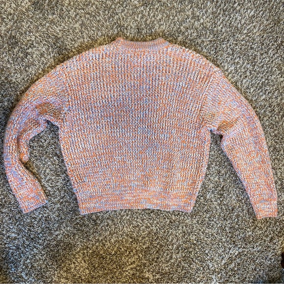 H&M Sweater Women's Sz S Pullover Crew Neck Chunky Knit Orange Blue - Picture 3 of 7